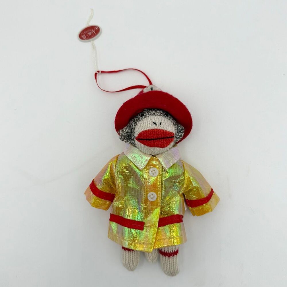 North Pole Trading Co. Firefighter Sock Monkey Ornament 2011